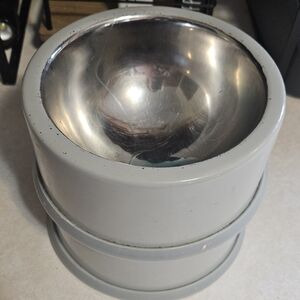 Stainless Steel and Gray Pet Bowl 2 Piece Set